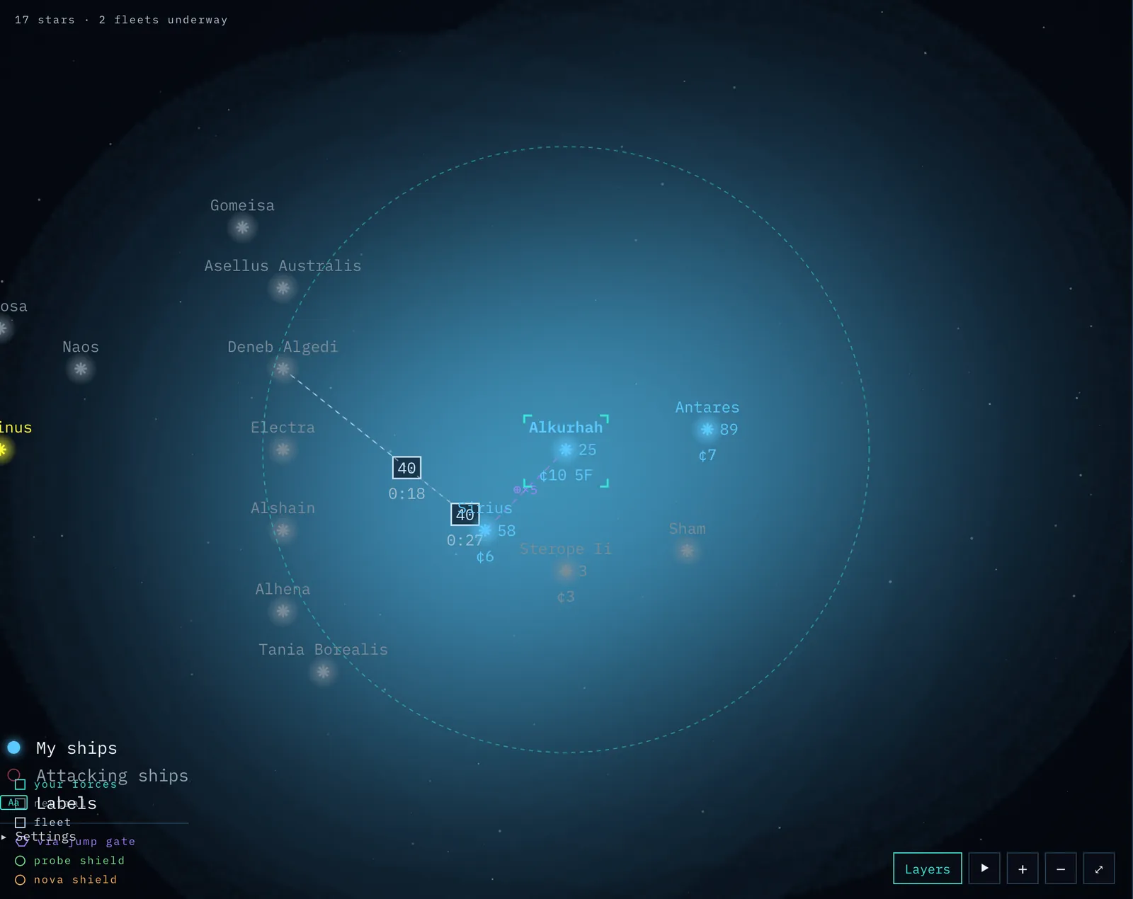 The Layers panel with the ship-strength overlay.