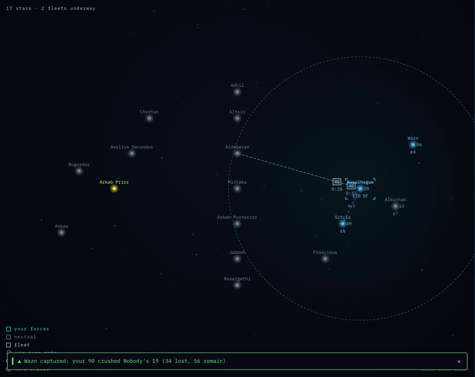 An annotated star map.