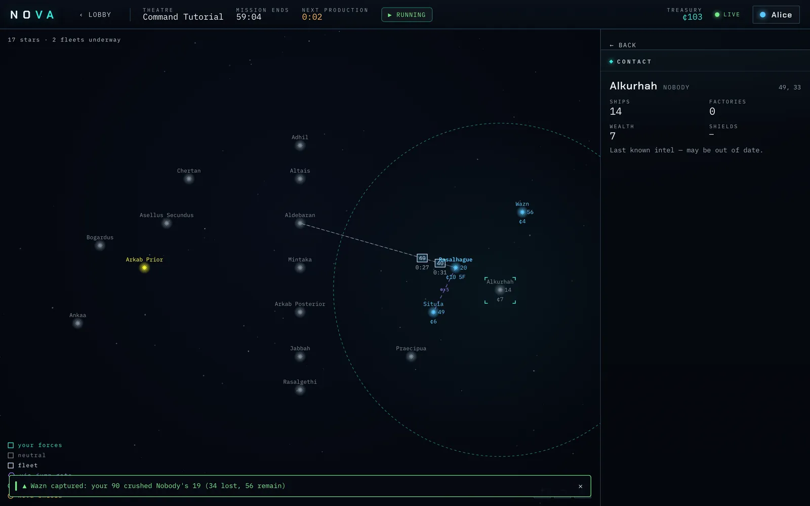A spy probe revealing enemy defences.