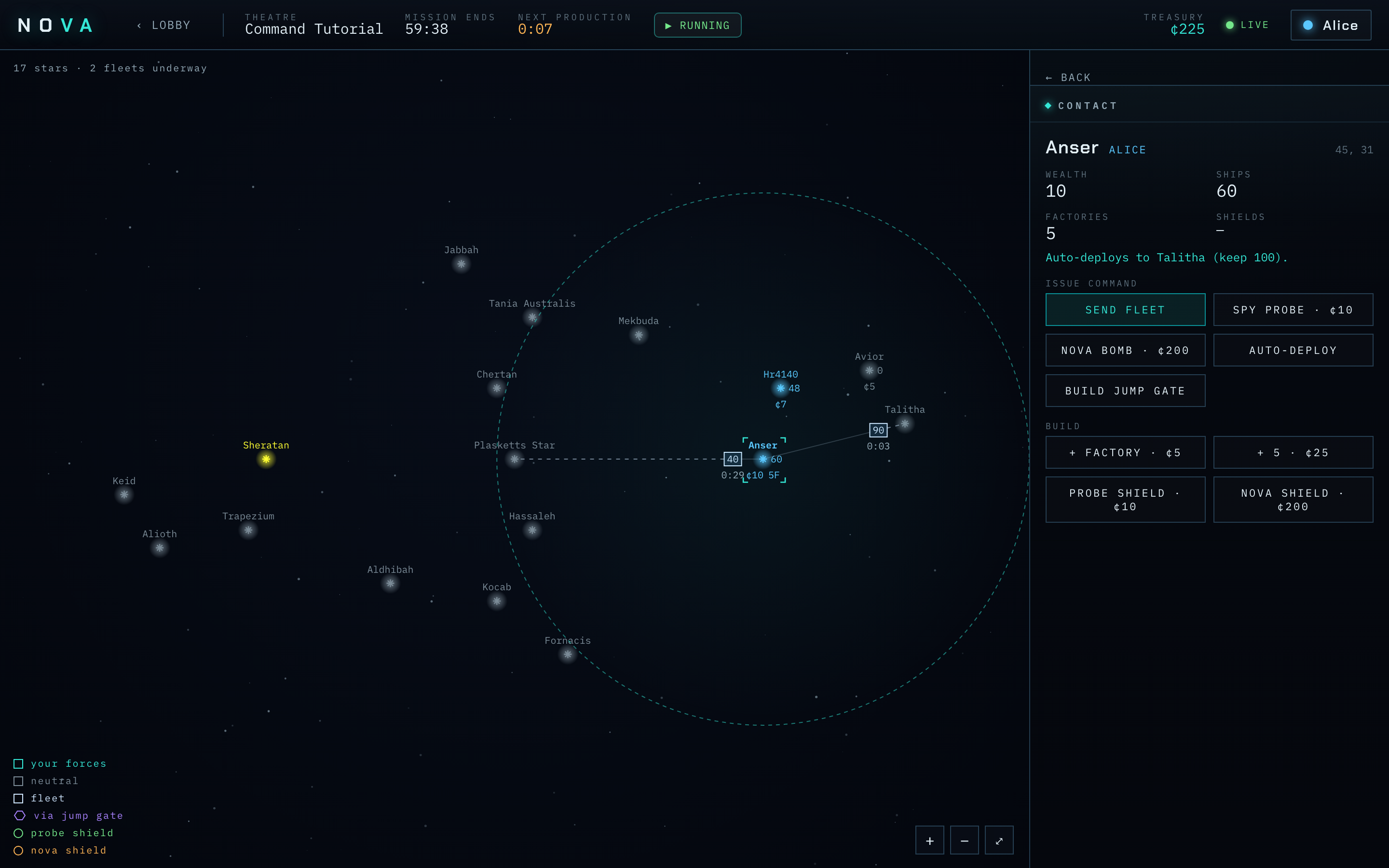 An auto-deploy order on the map.