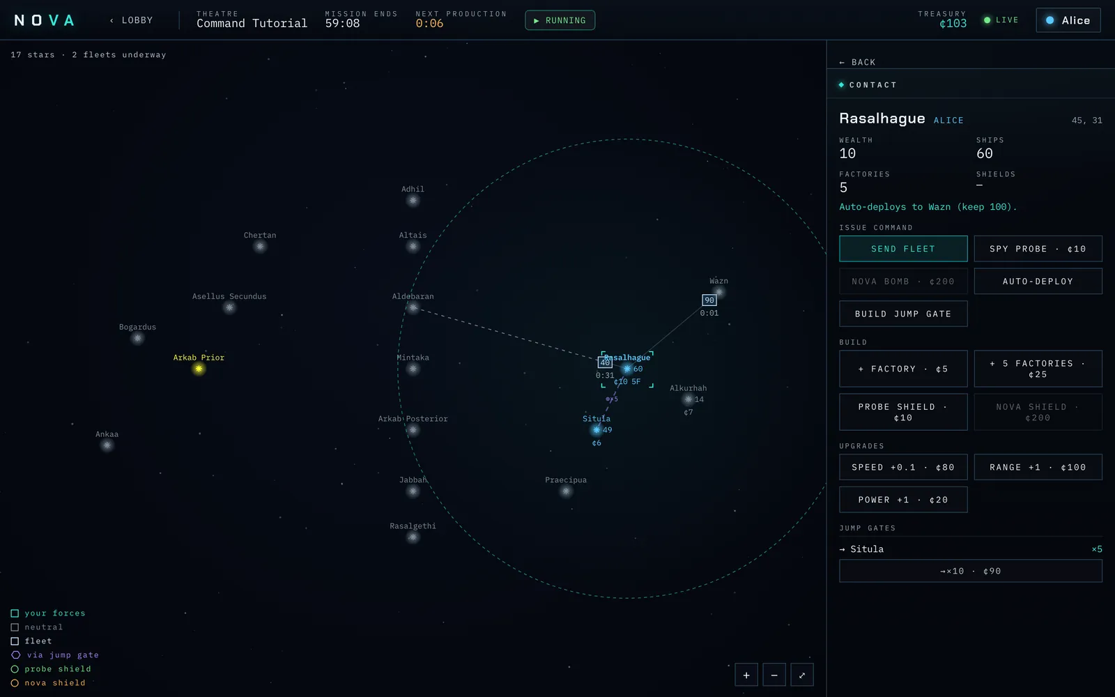 An auto-deploy order on the map.